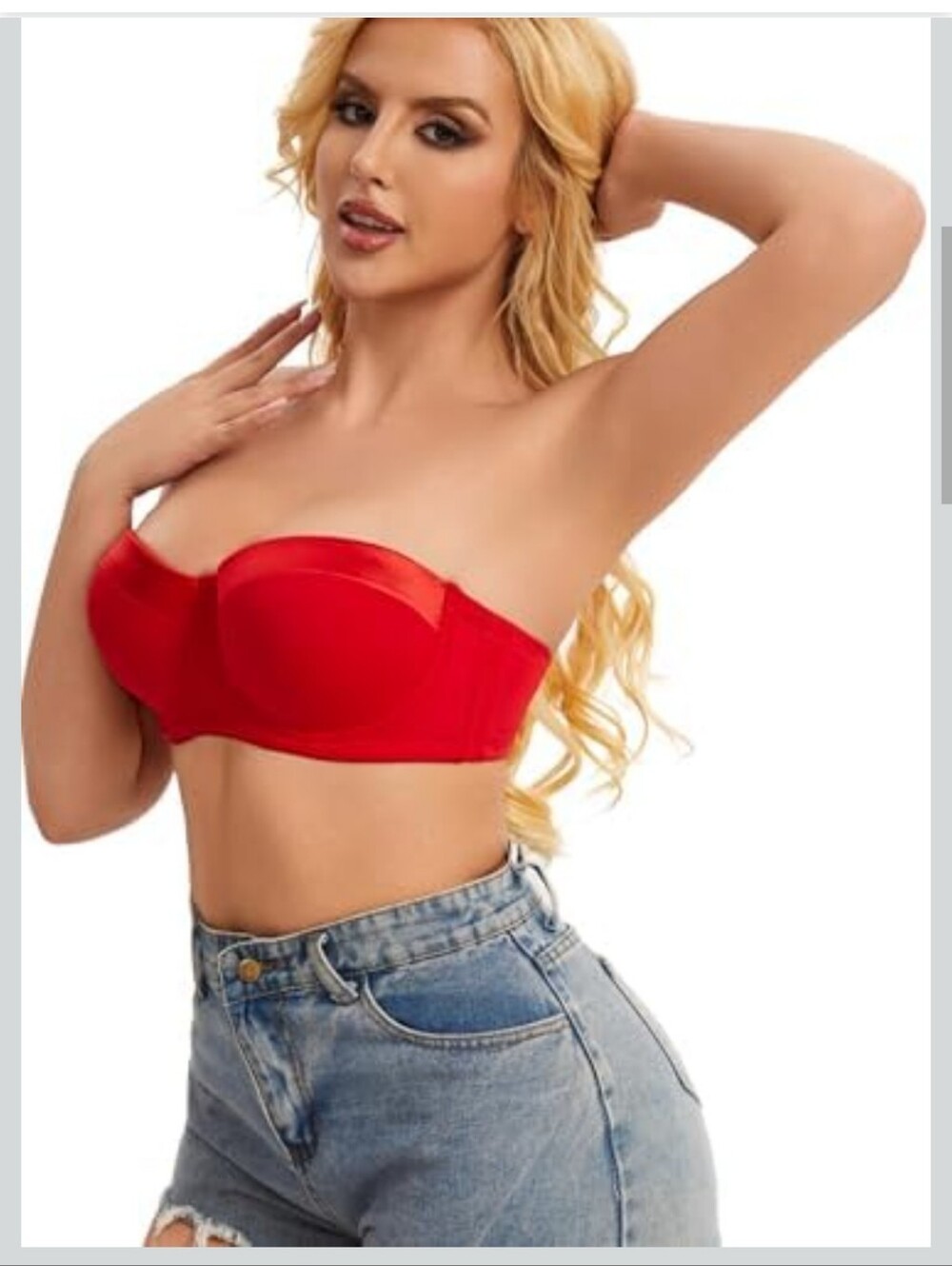 Women's Push up Strapless Bra with Clear Straps for Big Bust 40DDD